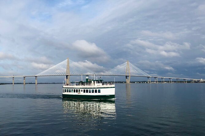 Charleston Harbor History Day-Time or Sunset Boat Cruise - The Battery, the Waterfront, and Bridge Passing Over the Arthur Ravenel Jr. Span