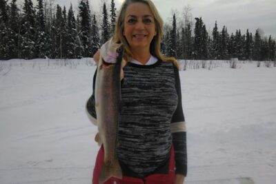 Fairbanks Ice Fishing Expedition in a Heated Cabin with Fish Cookout
