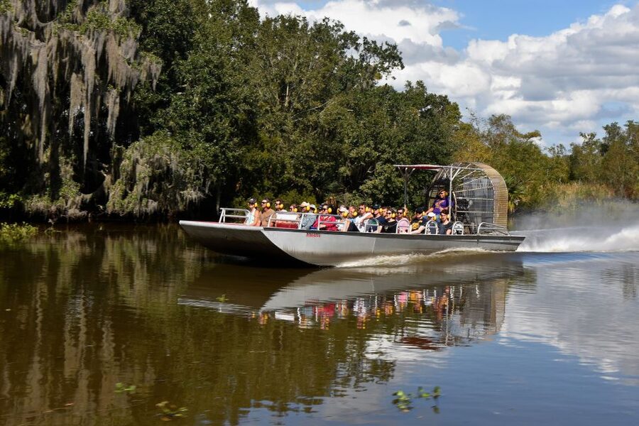 From Lafitte: Swamp Tours South of New Orleans by Airboat - On-board reality: open-air speed, noise, and safety