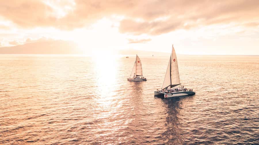 From Ma'alaea: 'Alihilani Sunset Sail Catamaran Tour - Cold hors d’oeuvres and included drinks: what “included” really means