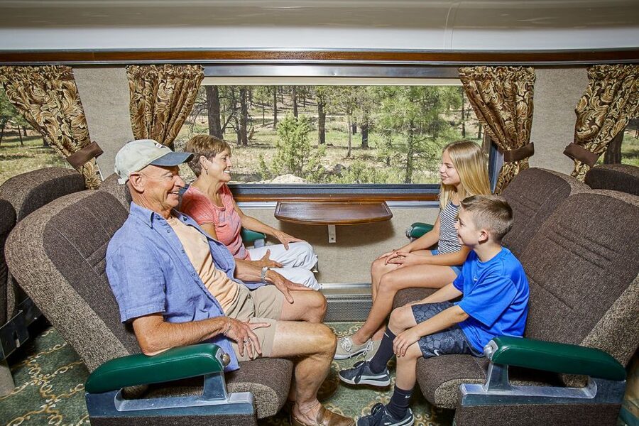 From Williams: Grand Canyon Railway Round-Trip Train Ticket - The 64-mile ride: what the train experience feels like