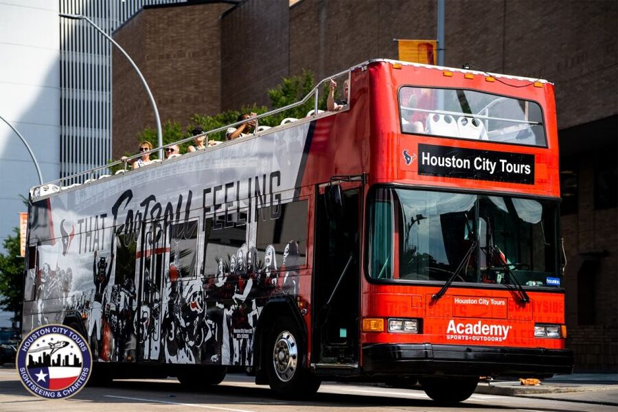 Houston: Guided City Tour by an Open-Top Double Decker Bus - Riding the open-top double-decker bus for real 360 views
