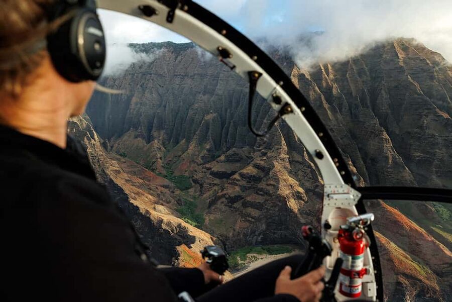 Kauai: Hughes 500 4-Passenger Doors-Off Helicopter Flight - Na Pali Coast stop: cliffs up close and the joy of true depth