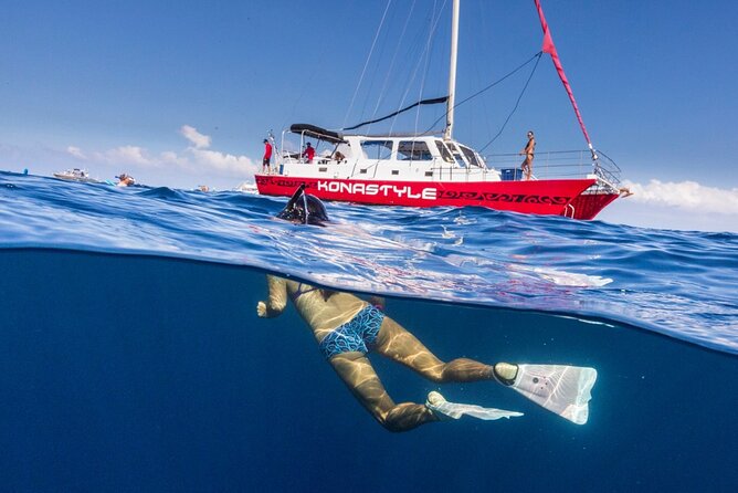 Kealakekua Bay (Captain Cook Monument) Snorkel and Sail Adventure - On board: catamaran comfort, shaded space, and the crew’s role