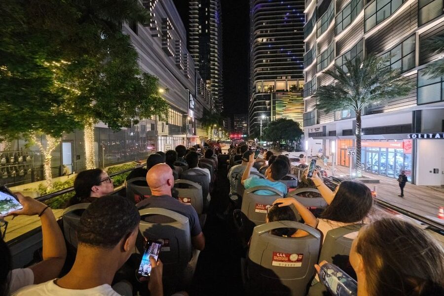 Miami: Open-top Bus Sightseeing Night Tour with Live Guide - Adrienne Arsht Center to Downtown: Arts, Glass, and City Energy