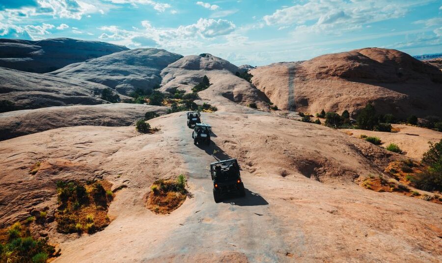 Moab: Hell's Revenge UTV 4x4 Guided Adventure - The trail’s signature moments: Devil’s Backbone, Lake Michigan, and dinosaur tracks