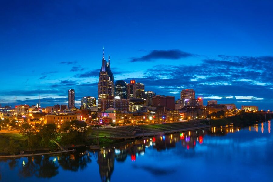 Nashville: Music City Nighttime Trolley Tour - Landmarks lit up: Parthenon, Musicians Hall of Fame, and the Capitol