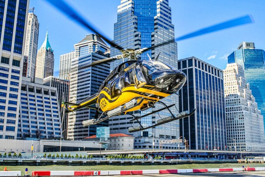 New York City: Manhattan Helicopter Tour - Downtown Manhattan Heliport on Pier 6: Getting airborne fast