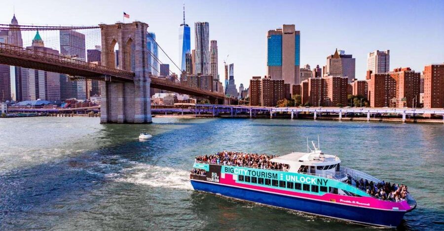 NYC: Manhattan & Statue of Liberty Cruise with Shuttle Bus - Sailing beneath the Brooklyn Bridge like you mean it