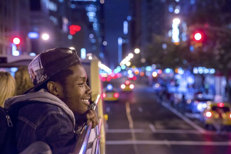 NYC: Sightseeing Night Tour by Open-Top Bus with Live Guide - Downtown icons: Empire State Building and the Flatiron at night