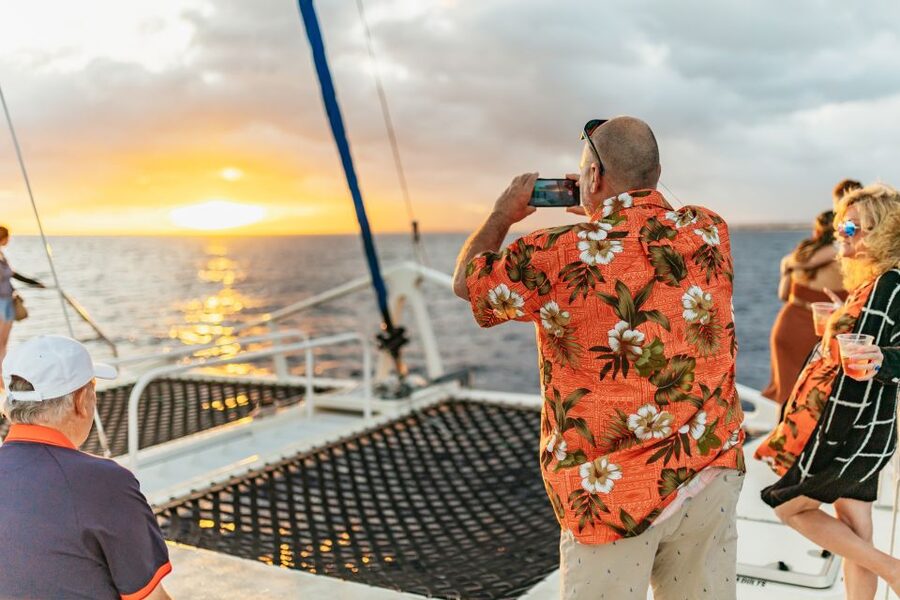 Oahu: Waikiki Sunset Catamaran Cocktail Cruise - Waikiki Golden Hour From a Catamaran Cockpit View
