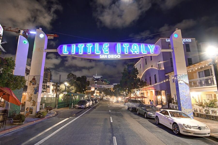 San Diego: City Lights Night Trolley Tour - Embarcadero Bay Views: Star of India, USS Midway, and Carriers from Afar