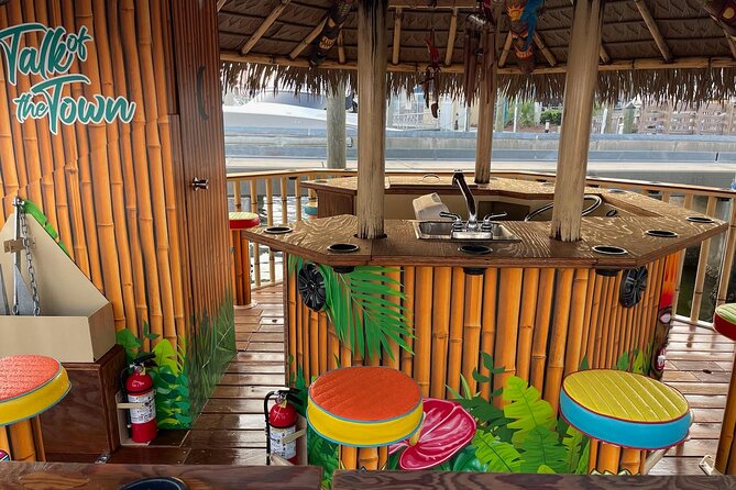 Tailfins Tiki Boats Crab Island Sandbar(3hrs/ 5/5:30 are 2hrs) - The boat ride setup: bathroom, music, and safety that feels real