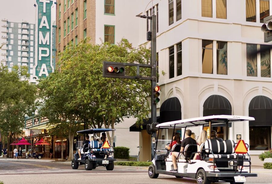 Tampa: Guided City Tour in Deluxe Street Golf Cart - Tampa Theatre, Curtis Hixon Waterfront Park, and the University of Tampa Views